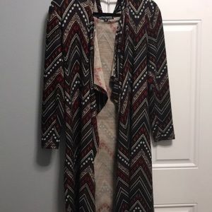 Boho tribal cardigan w/hood